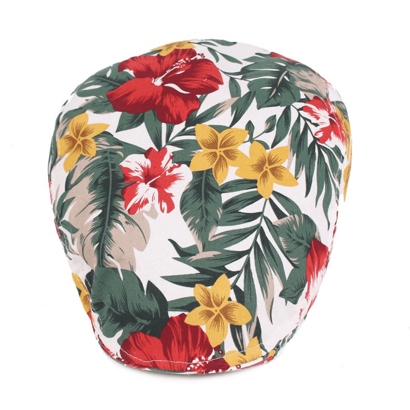 Unisex Flower Print Vogue Cotton Beret Hat