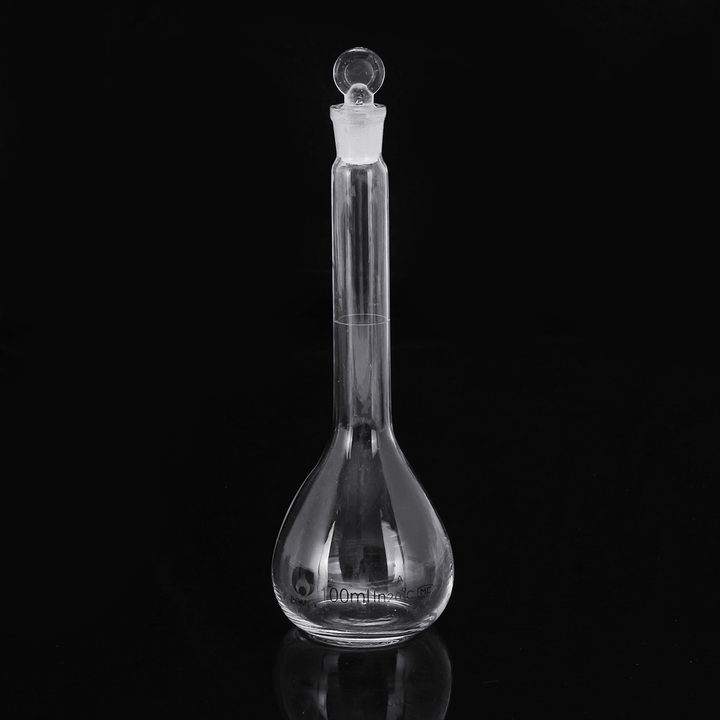 100Ml Clear Glass Volumetric Flask W/ Glass Stopper Lab Chemistry Glassware