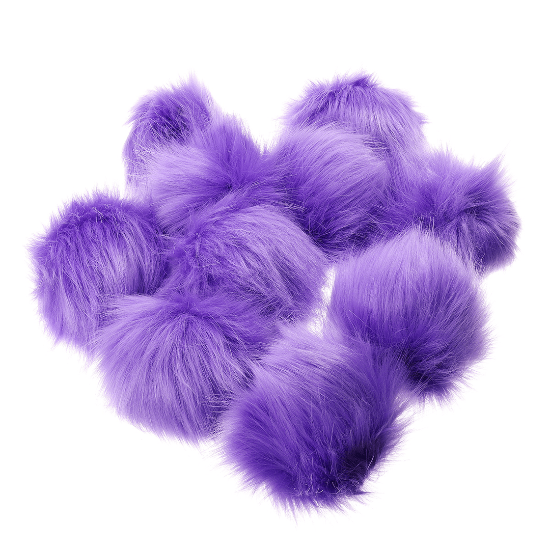 10Pcs/Set 12CM/4.72 Inch Faux Fox Fur Fluff Balls for Knitted Hat Accessories Key Chain Scarf DIY Pendant Accessories - MRSLM