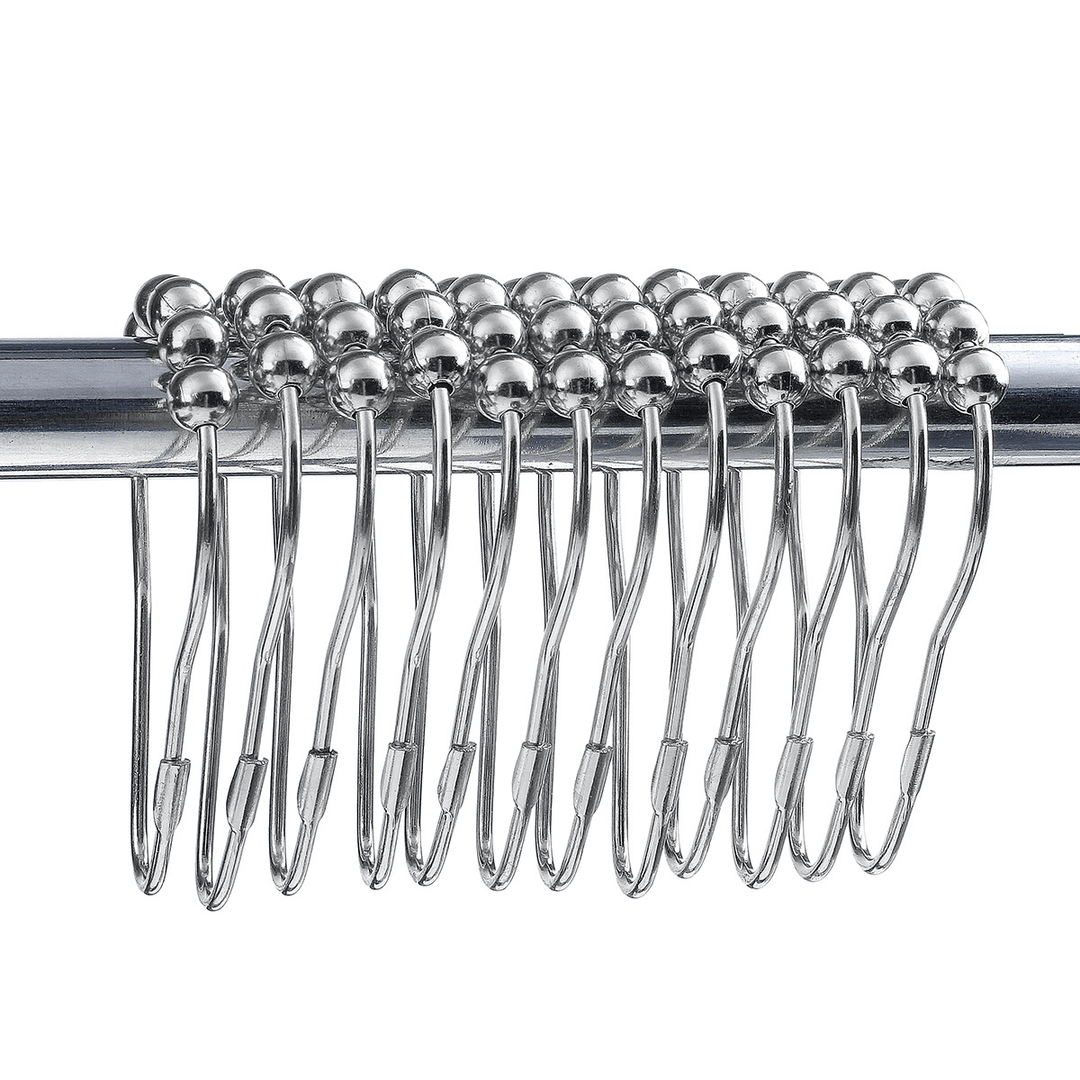 12Pcs Stainless Steel Shower Curtain Hooks Rings Rods for Bathroom