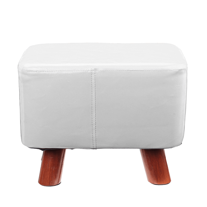 PU Soft Foot Stool Soft Change Shoes Bench Small Ottoman Footrest Footstool Wooden Legs Rectangular Seat Stool Home Supplies