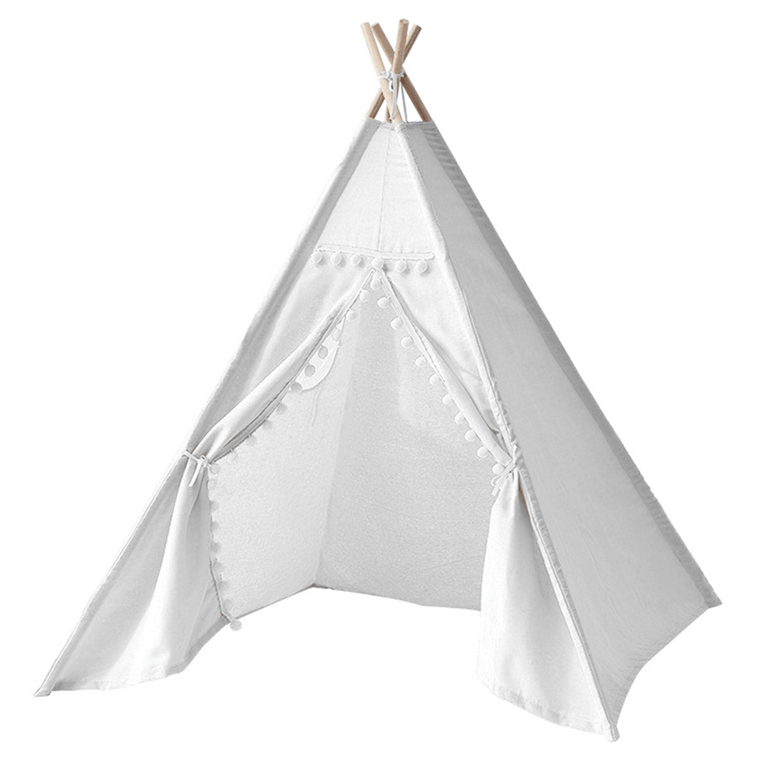 1.35M-1.8M Baby Tents Teepee DurableÔºÜQuality Cotton Canvas Triangle Tent Kids Playhouse Pretend Indoor/Outdoor Play Tent Decoration House Game Gift