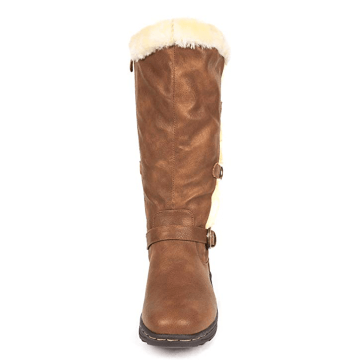 Women Retro Plush Lining Warm Casual Mid Calf Snow Boots