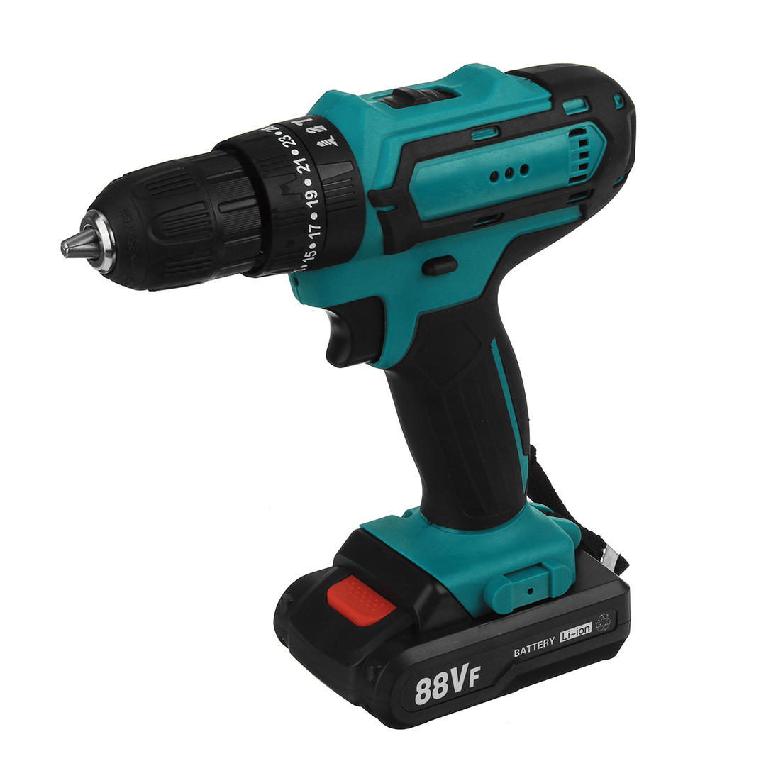 88VF Cordless Drill 3 in 1 Electric Screwdriver Hammer Impact Drill 7500Mah 2-Speed