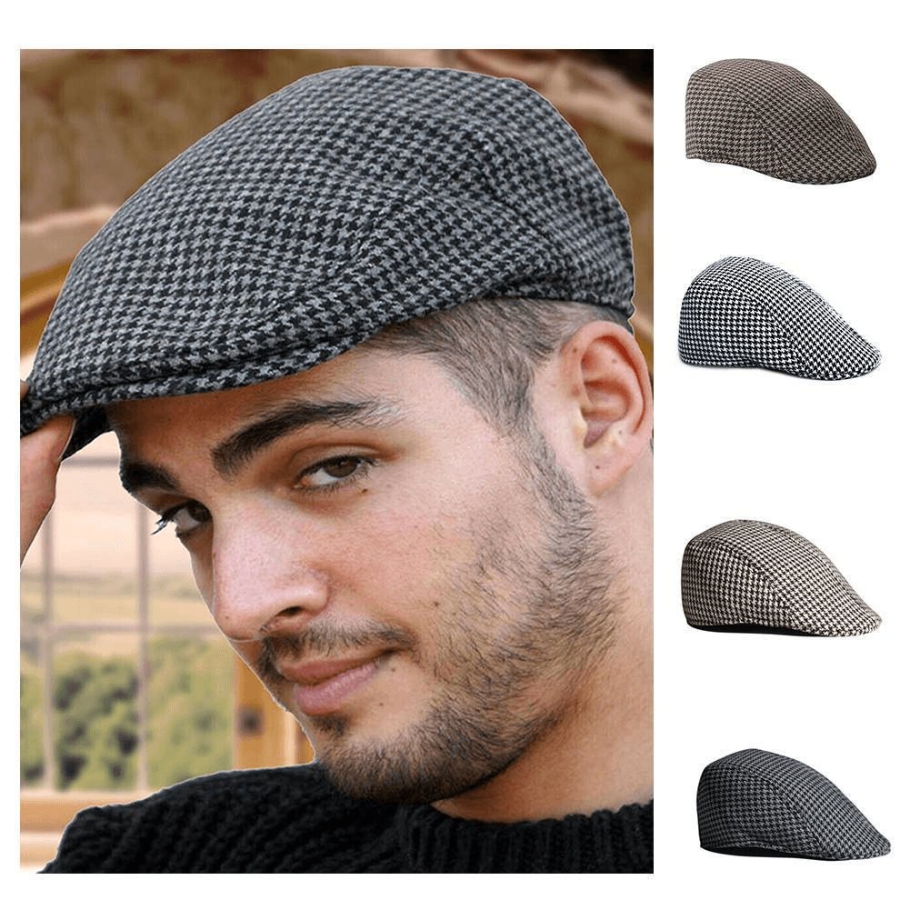 Grid Parent-Child Woolen Beret Casual Houndstooth Hat