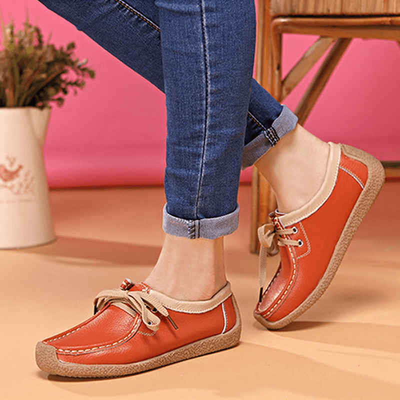 Breathable Walking Leather Flat Shoe