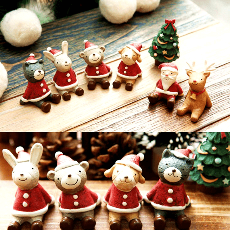 Lovely Christmas Wedding Santa Animals Decoration Cute Resin Gift Home Decor Furnishings