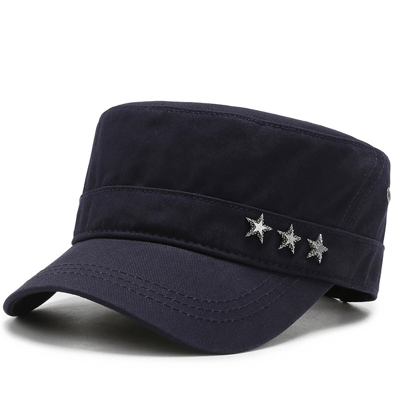 Cotton Flat Top Military Cap Five-Star Peaked Cap