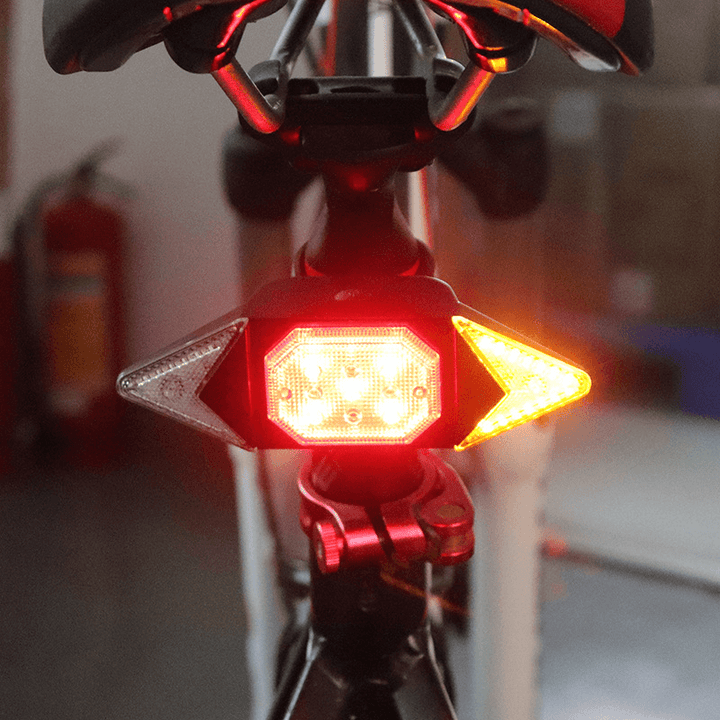 Boruit 6-Modes Remote Control Smart Bike Turning Signal Taillight Intelligent USB Bicycle Rear Light LED Warning Lamp