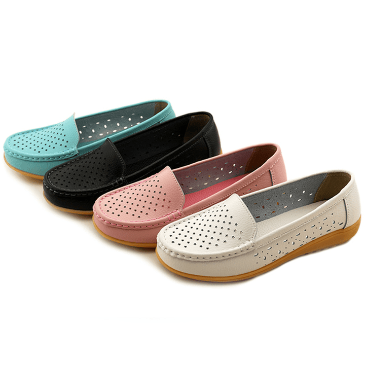 Women Casual Hollow Out Soft Comfortable Summer Slip on Outdoor Flats Loafer Shoes