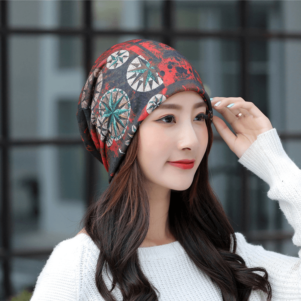 Breathable Chemo Cap Print Beanie Turban Outdoor Cap - MRSLM