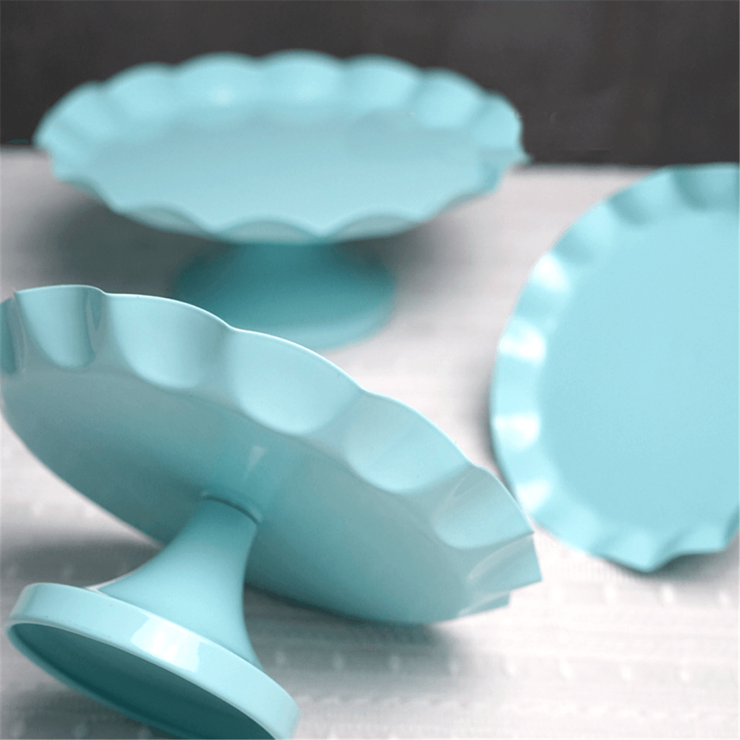 3 Size Blue round Cake Cupcake Stand Pedestal Dessert Holder Wedding Party Decorations