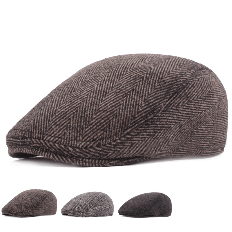 Herringbone Beret, Simple Cap for Men and Women, Autumn and Winter Hat, Old Man Hat