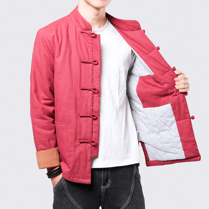 Fashionable and Simple Men'S Disc Button Padded Jacket