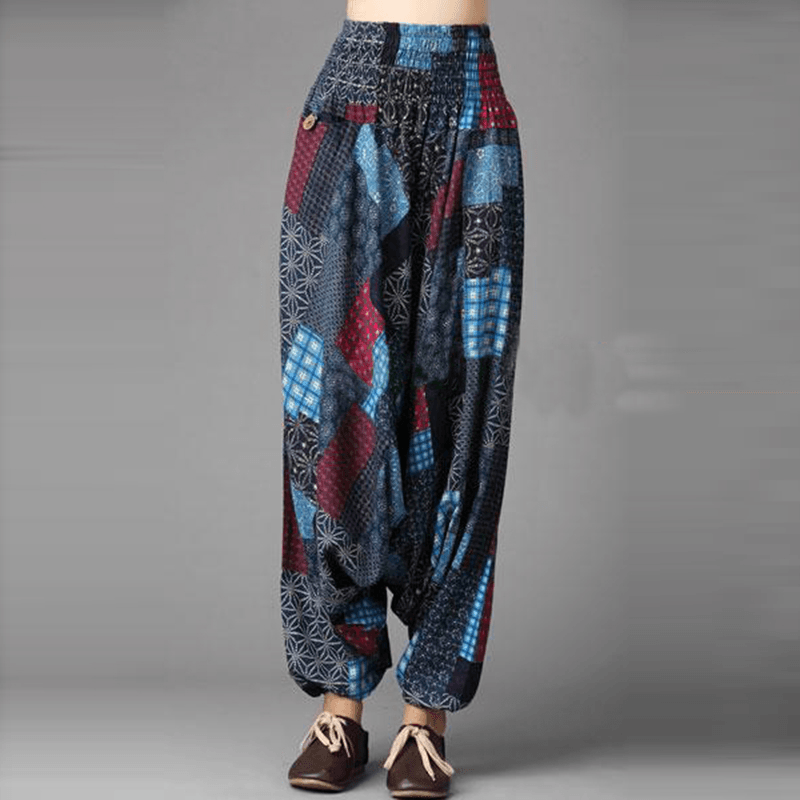 Mens Ethnic Drop Crotch Harem Pants Baggy Trousers Dance Yoga Thai Bottom