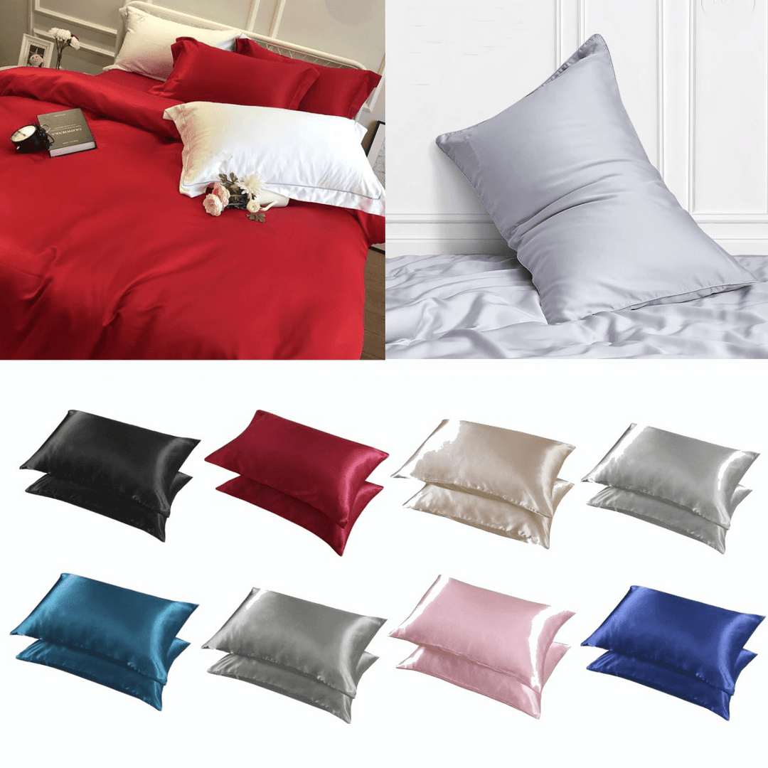 2Pcs Silky Soft Pillow Case Bed Cushion Cover Pillowcase Luxury Room Home Gift