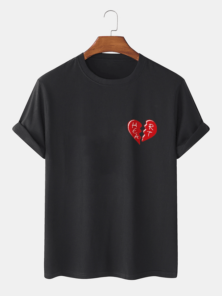 Mens 100% Cotton Heart Broken Casual T-Shirts