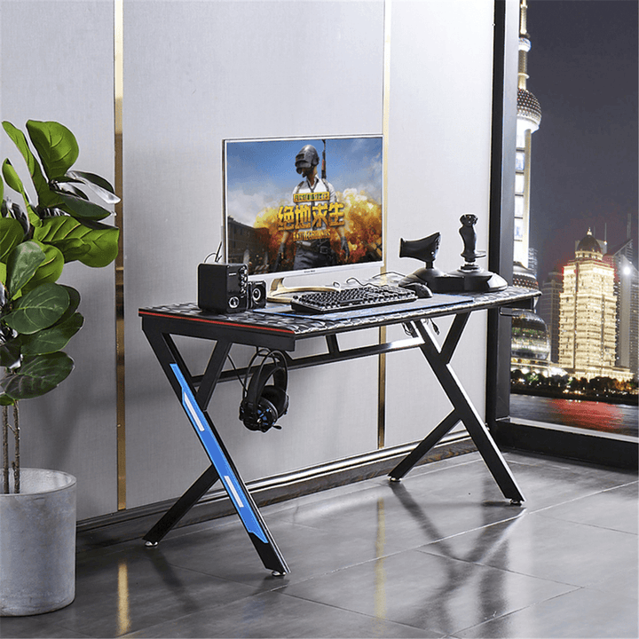 Gaming Desk R-Shaped Metal Frame 47" Stable Computer Desk Desktop Gamer Workstation Writing Desk Table for Home Office