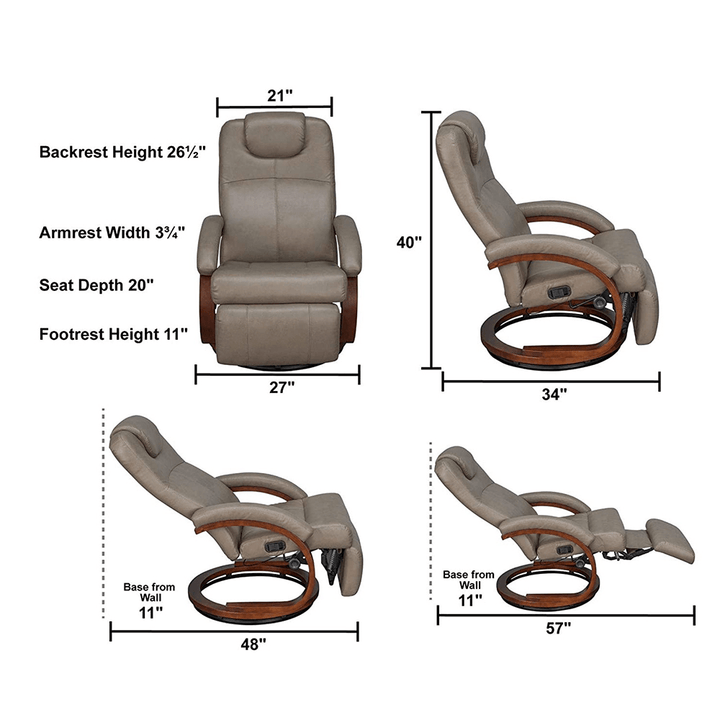 Adjustable Spin Lounger Chair Push-Back with Remote Controller Support USB Phone Charging Soft Massage Sponge