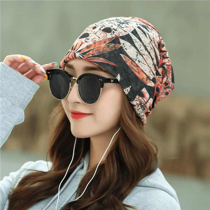 Leaf Retro Beanie Print Chemotherapy Caps - MRSLM