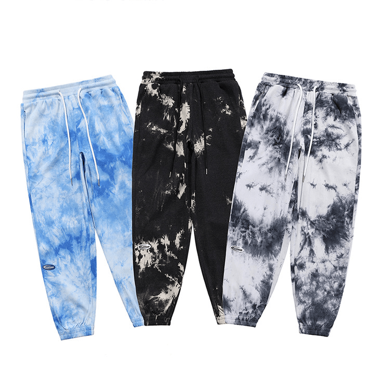 Tie-Dye Ink Loose-Fitting National Trend Casual Pants