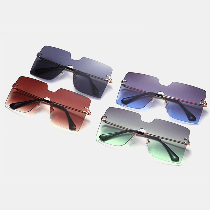 Women Oversized Square Frame Fashion Metal UV Protection Sunglasses