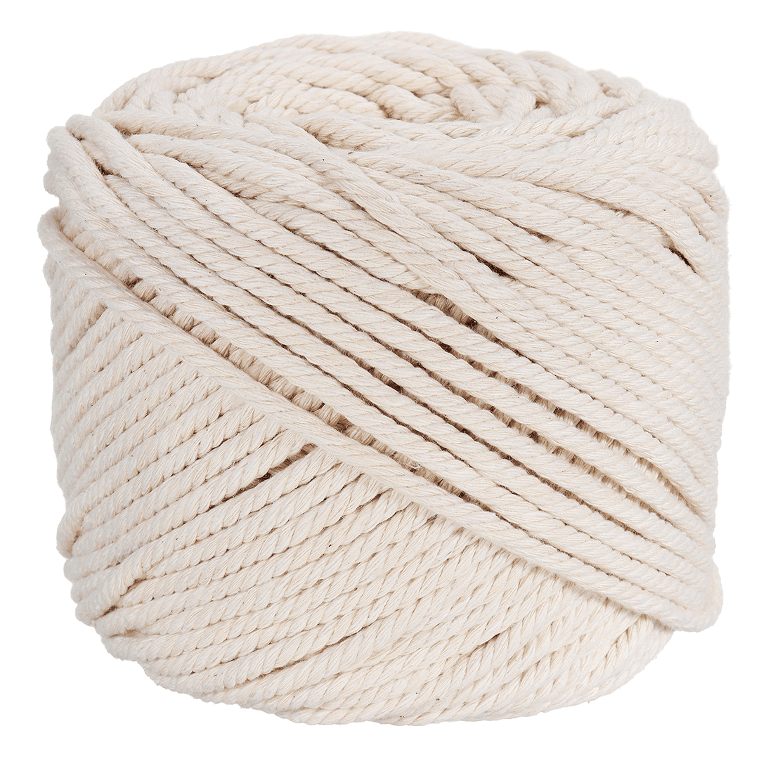 4Mmx100M Natural Beige Cotton Twisted Cord Rope DIY Craft Macrame Woven String Braided Wire