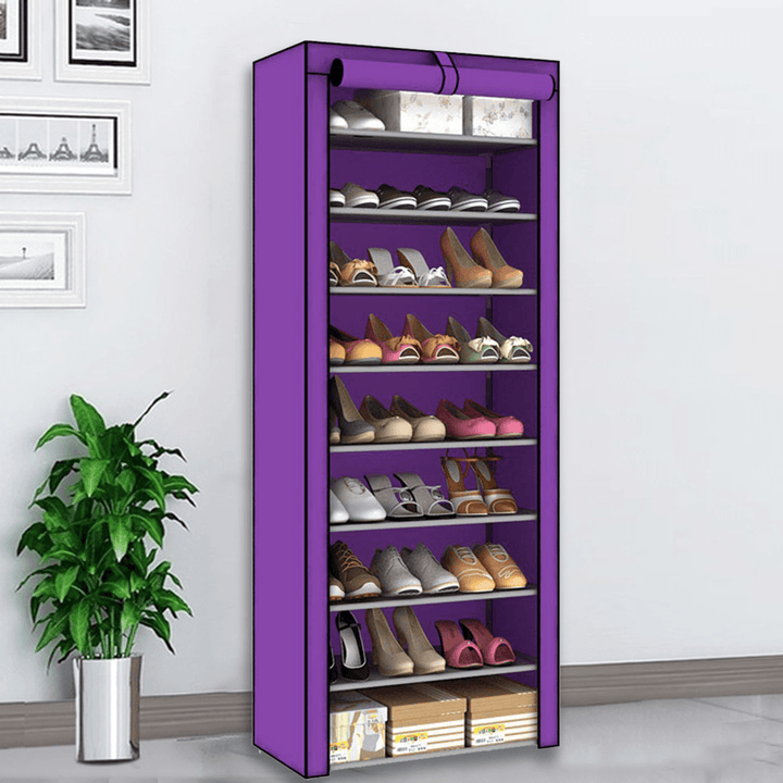 10 Tiers 9 Lattices Shoe Rack Shelf Storage Closet Organizer Cabinet with Dust Cover