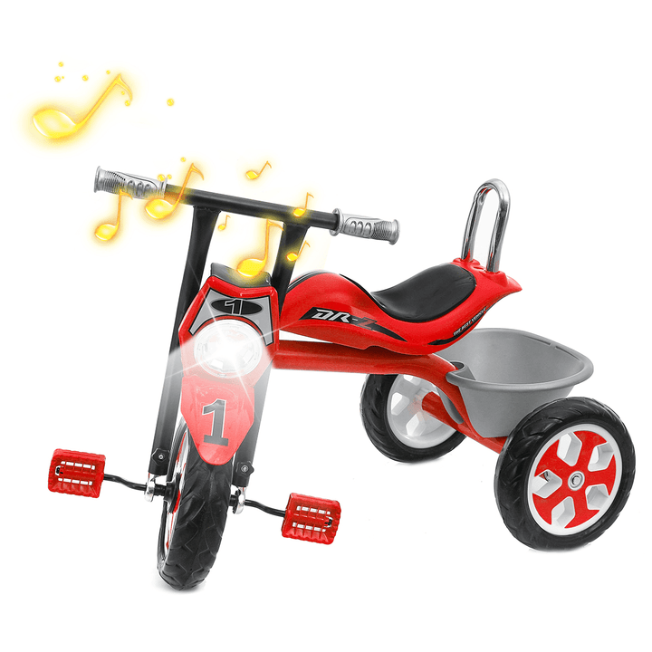 Baby Pedals Tricycle with Music LightÔºÜBasket Kids Toddler Walker Children Bicycle Outdoor Garden Bike for 2-5 Years Old BoysÔºÜGirls Gifts