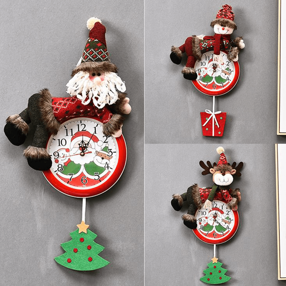 2020 Christmas Wall Hanging Clock New Fashion Battery Powered Needle Clocks Xmas for Home Party Pendant Decor