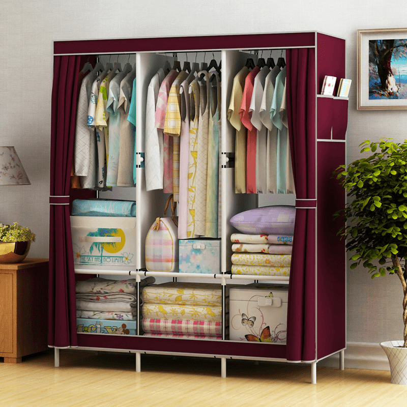 Simple Cloth Wardrobe Fabric Steel Tube Assembly Wardrobe Modern Economic Clothes Storage Bag Wardrobe Dormitory Storage Cabinet