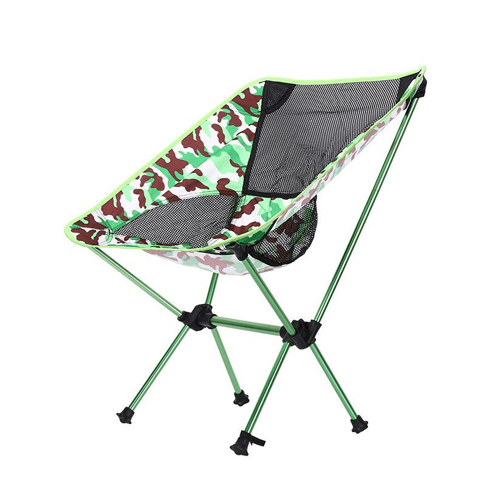 Folding Chair Camouflage Oxford Fabric Chair Ultra-Light Portable Leisure Chair Moon Chair Outdoor Fishing Camping Barbecue Picnic Beach Load 150Kg - MRSLM