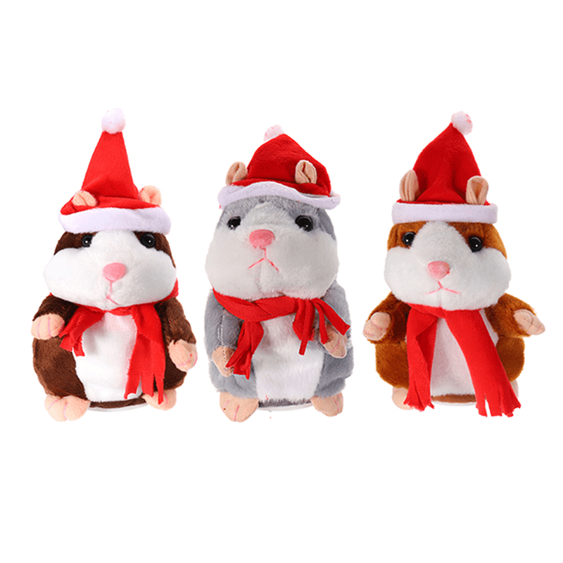 18CM Lovely Talking Hamster Christmas Plush Toy Speak Talking Sound Record Hamster Talking Toys