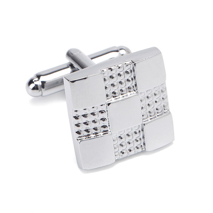 Unisex Silver Grid Cufflinks Business High-Grade Tie Clip