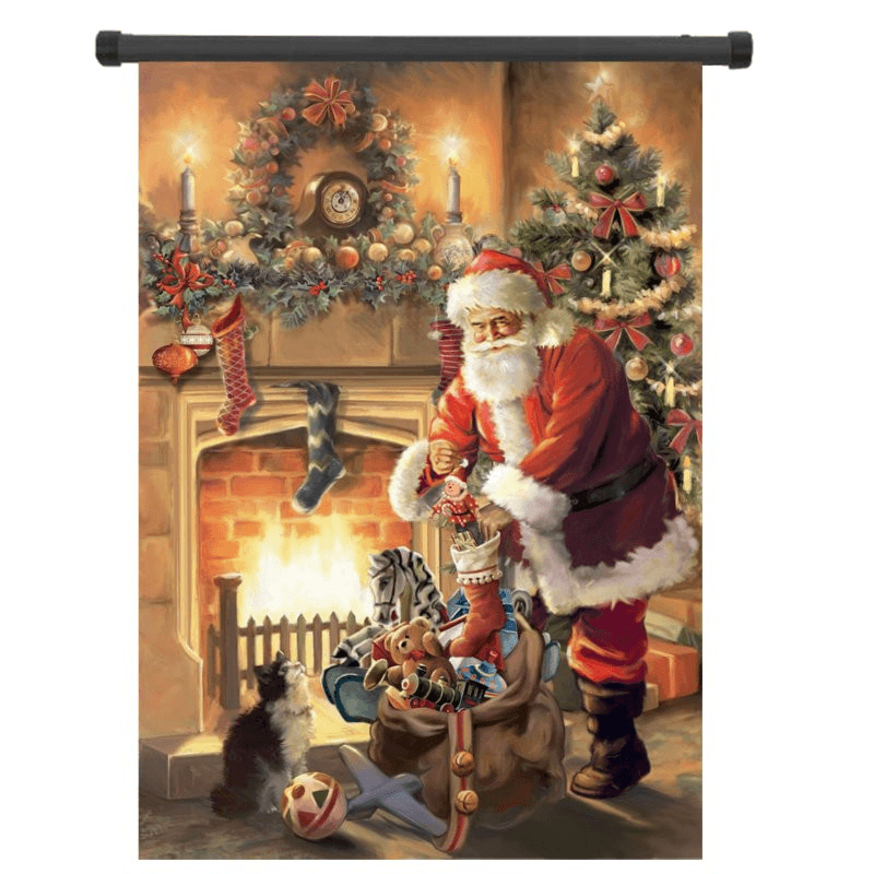 30X45Cm Christmas Polyester Santa Claus Welcome Flag Garden Holiday Decoration