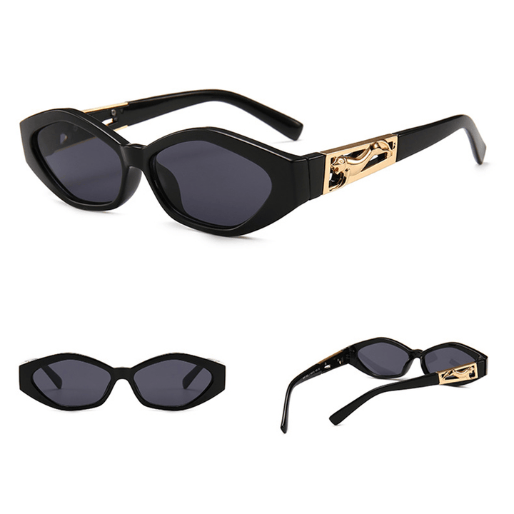 Unisex Angular Cat Eye Sunglasses Legs Jumping Cheetah Gold Decorative Sunglasses