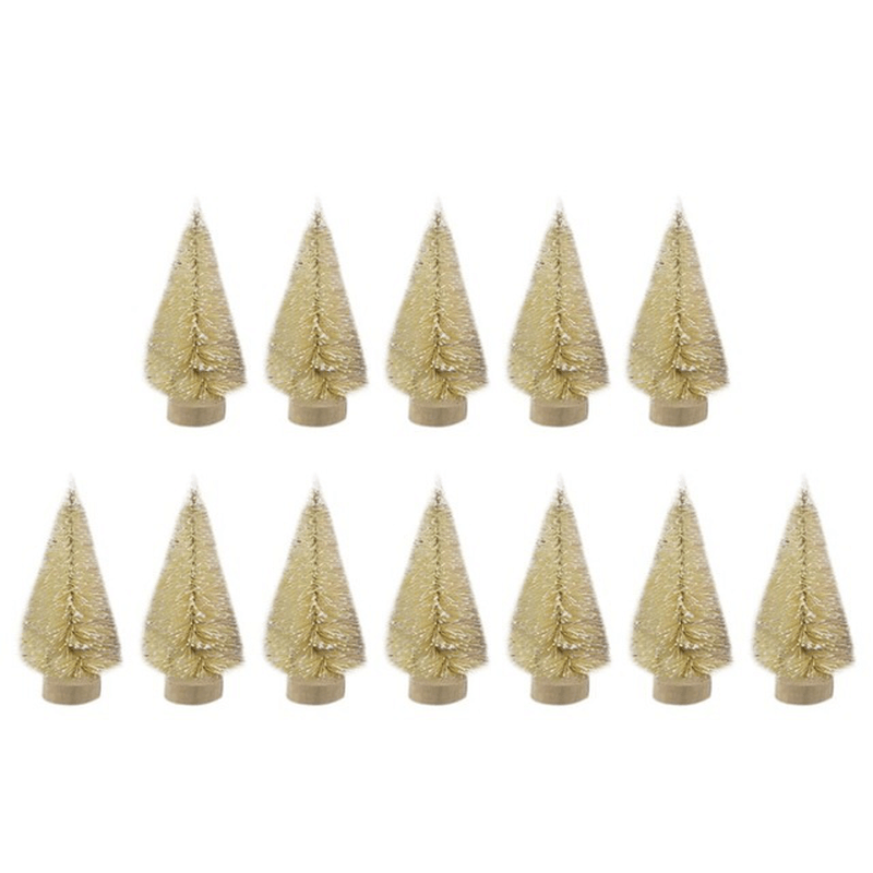 12 Pcs Mini Christmas Tree Sisal Silk Cedar Decor Small Christmas Tree Gold Silver Blue Green White Mini Christmas Tree