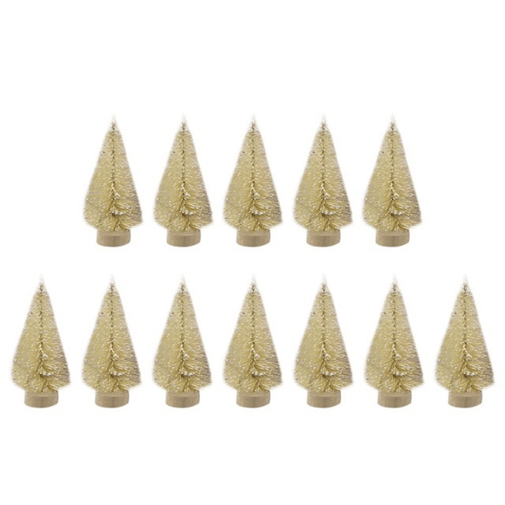 12 Pcs Mini Christmas Tree Sisal Silk Cedar Decor Small Christmas Tree Gold Silver Blue Green White Mini Christmas Tree