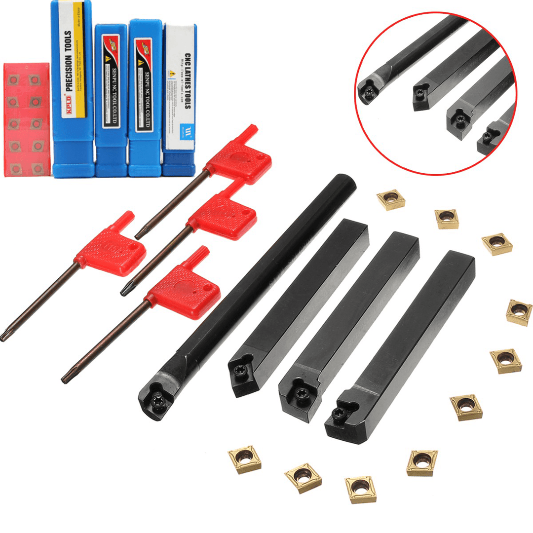 4Pcs 12Mm Shank External Turning Tool with CCMT09T304 Carbide Inserts CNC Machine Tools Turning