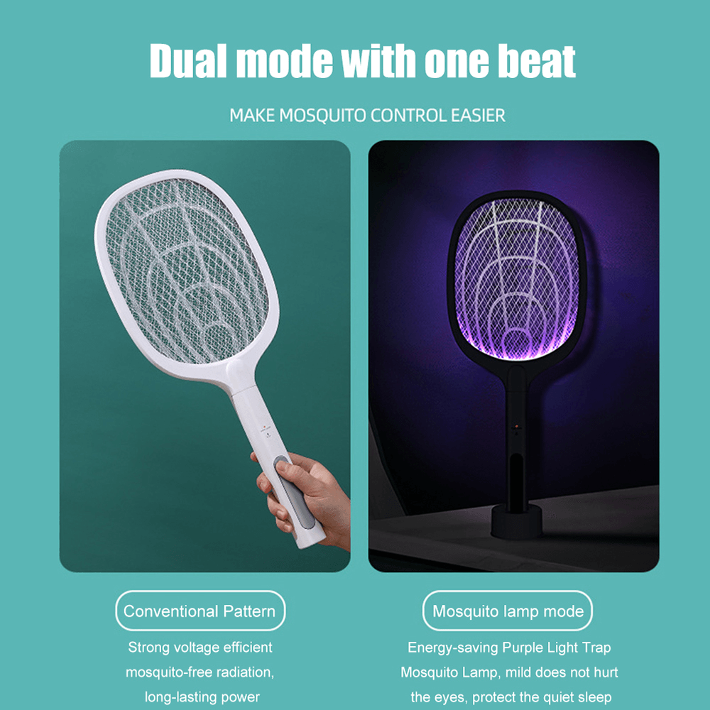 2 in 1 Portable Mosquitos Killer Pest Control 3000V Bug Racket Fly Swatter Safety Mosquito Killer Lamp for Indoor Outdoor