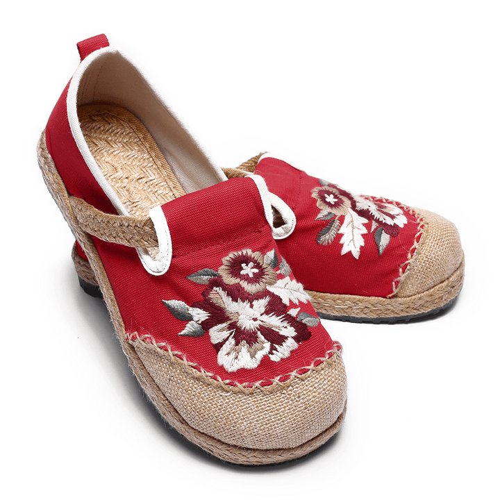 Women Old Peking Flowers Embroidery Casual Espadrille Loafers