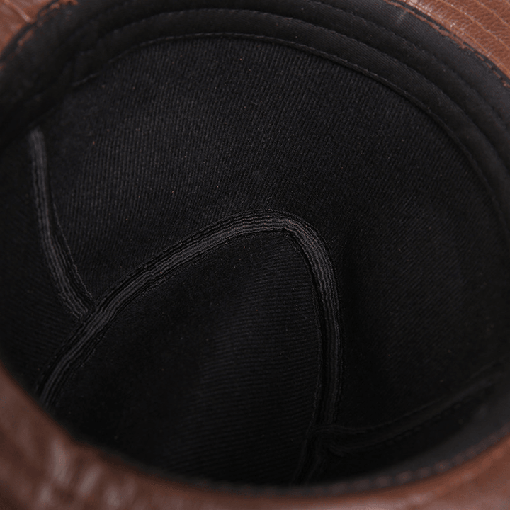 Men'S and Women'S Cowhide Hats with Big Eaves on the Street