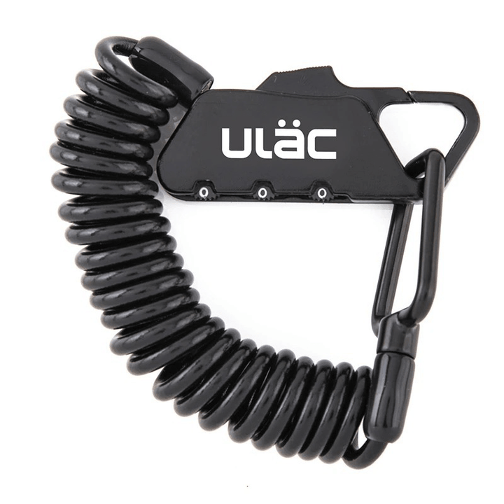 ULAC K2S Bicycle Combo Lock 1.2M Extended Spiral Cable 3 Digits Combination Resettable Light Weight Compact Portable Lock - MRSLM