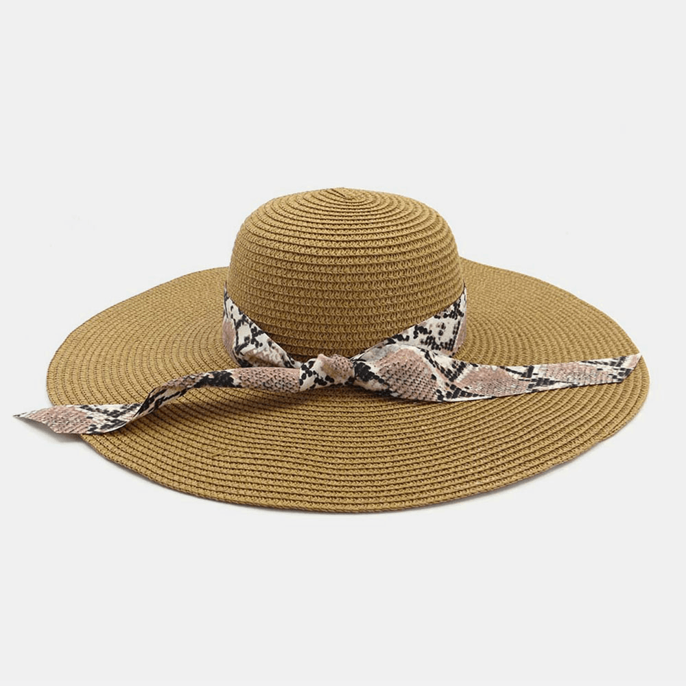 Women Sunscreen Vacation Beach Wild Brim Sun Hat Elegant Stylish Bowknot Straw Hat - MRSLM