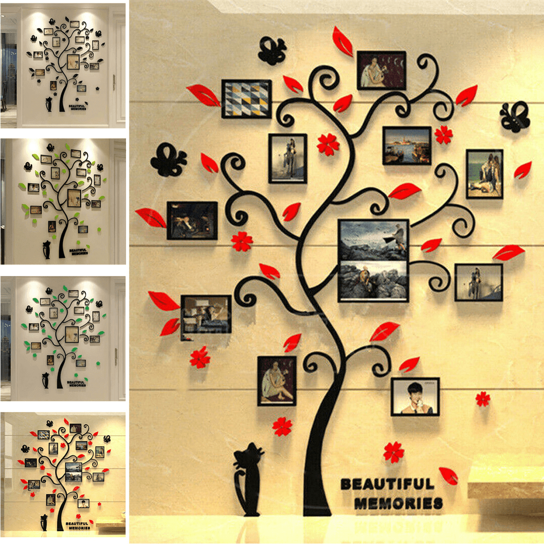 Photo Picture Frame Family Tree 3D Acrylic Home Wall Sticker Removable Decoration