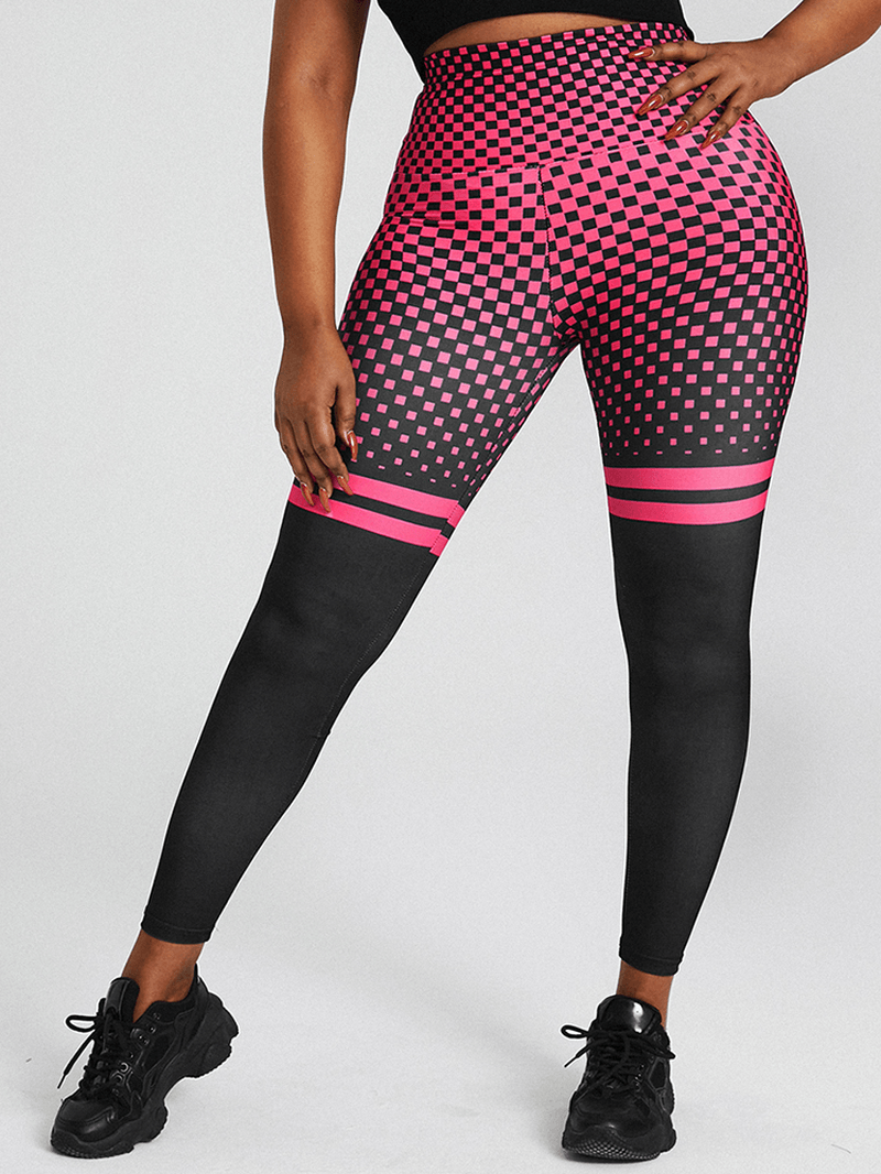 Famous Tiktok Striped Print Elastic High Waist Sport Yoga Leggings