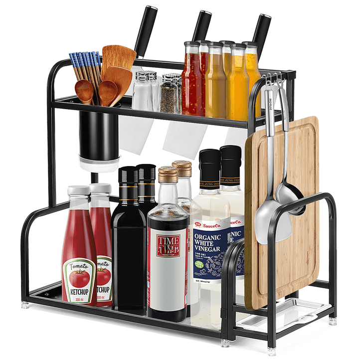 2-Tier Kitchen Countertop Spice Rack Organizer Cabinet Shelves Holder Rack