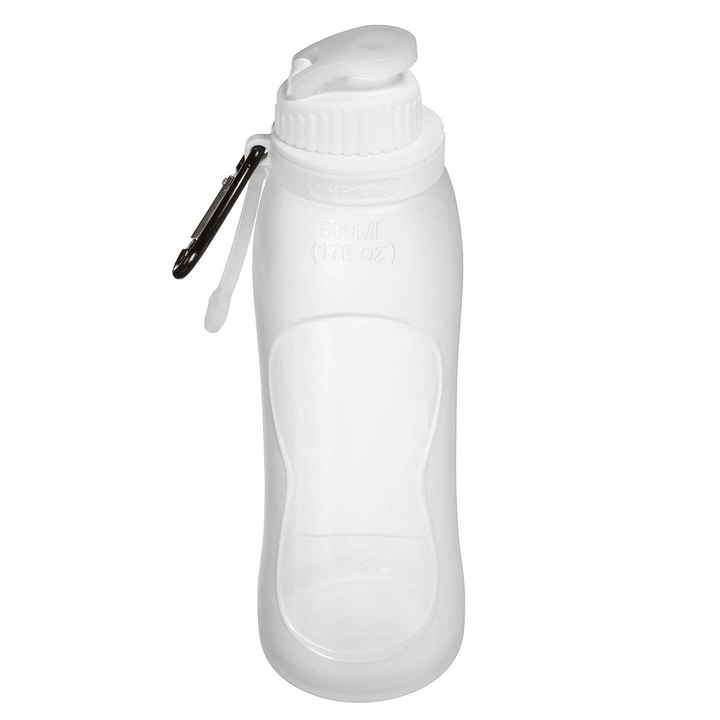 500ML Foldable Water Bottle Silicone BPA Free Kettle Drinking Bottle Outdoor Travel Running Hiking Cycling - MRSLM