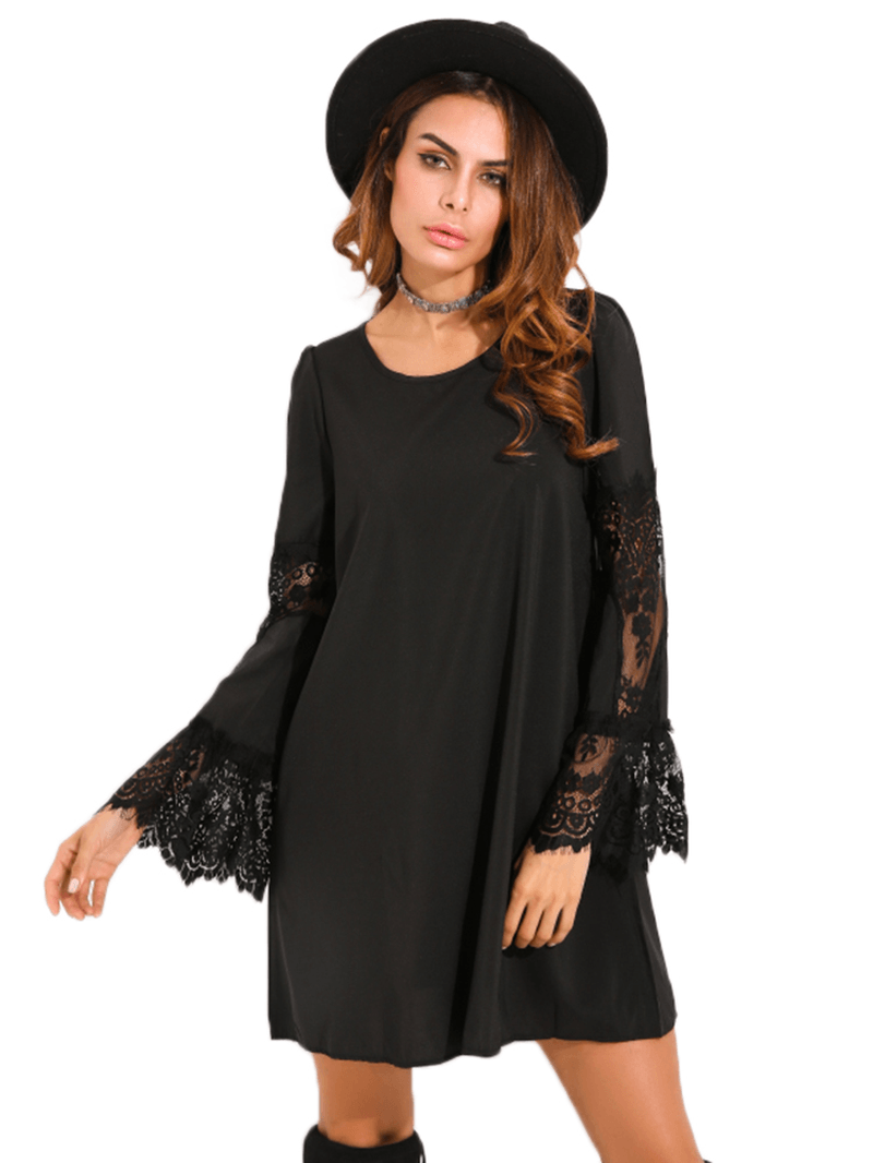 Women Crochet Lace Hollow Out Dress