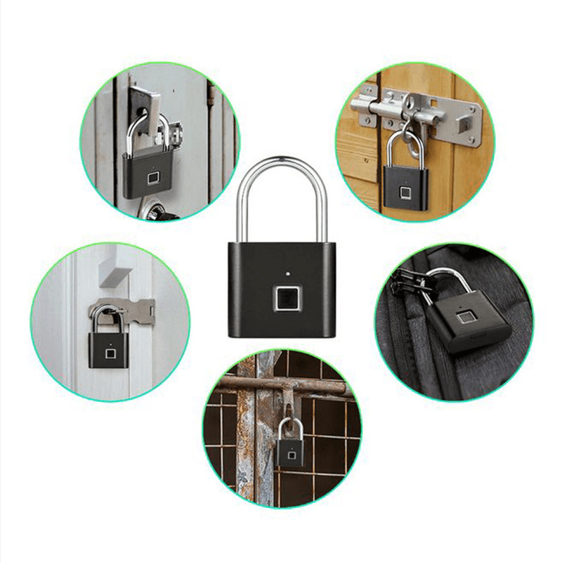 Smart Fingerprint Padlock Keyless Anti-Theft USB Charging Luggage Suitcase Bag Security Home Electronic Door Lock